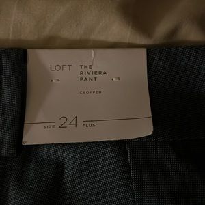 Loft Plus Riveria Pant cropped. Blue and white micro checked